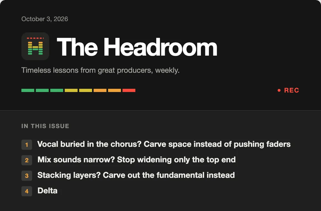 The Headroom issue header and index