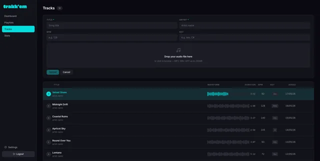 trakkem tracks page